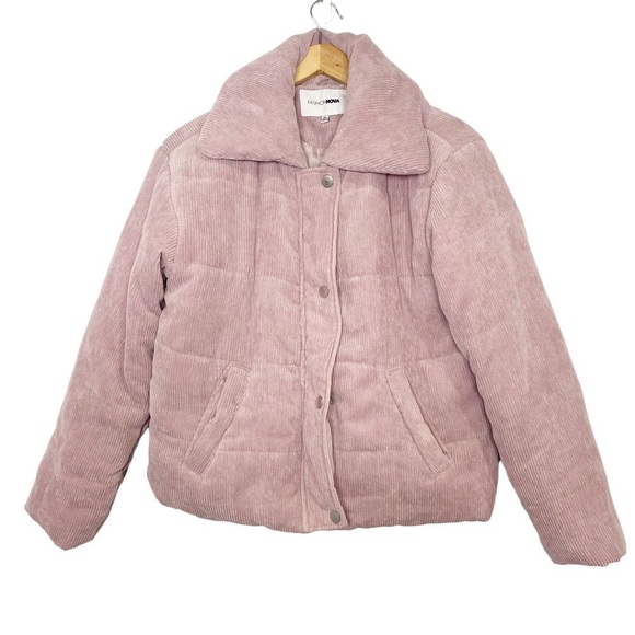 FASHION NOVA Corduroy Puffer Jacket Pink - Picture 5 of 13